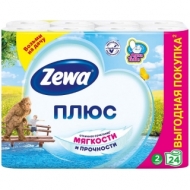 Бумага туалетная Zewa Плюс, 2-слойная, 24шт., тиснение, белая