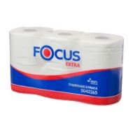 Бумага туалетная Focus Extra, 2 слойн, мини-рулон, 48 м/рул, 6шт., тиснение, белая