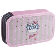 Пенал Юнландия, 3 отделения, ламинированный картон, тканевый торец, 20х11 см, Meow, 228112