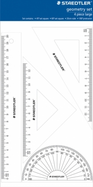 Набор:линейка 30 см,транспортир,угольники 60/30 и 45/45