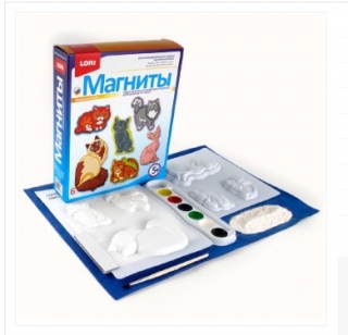 Набор для изготовления магнитов из гипса Lori "Домашние кошки", картонная коробка