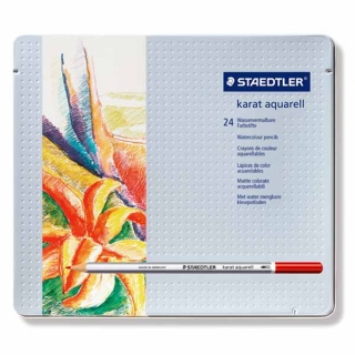 Набор цветных карандашей KARAT, акварельные, 24 цвета, металлическая коробка