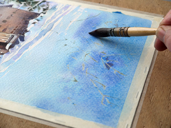 aquarelle watercolor baraque neige 35 1